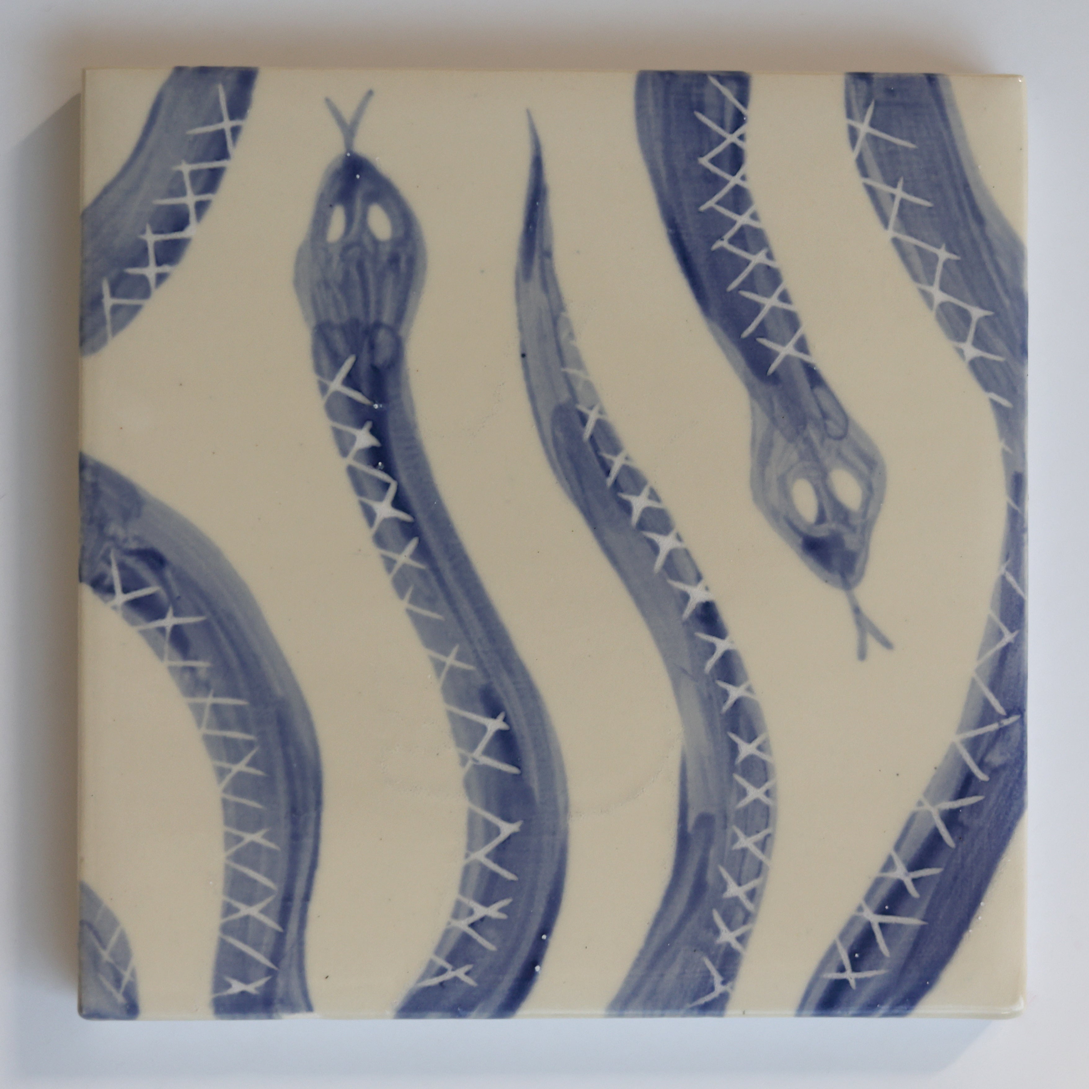 One-of-a-Kind Hand-Painted Ceramic Tiles - Blue