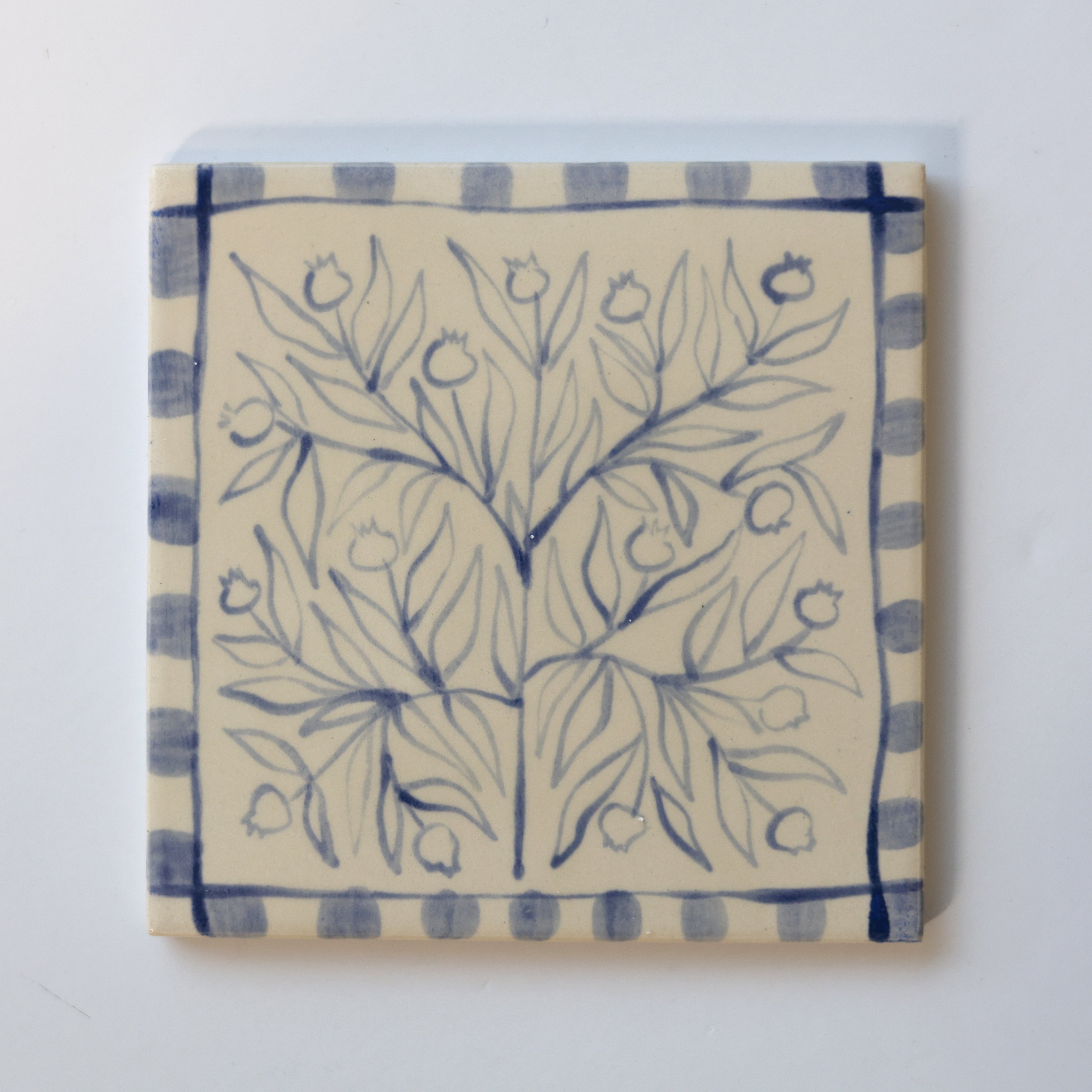 One-of-a-Kind Hand-Painted Ceramic Tiles - Blue