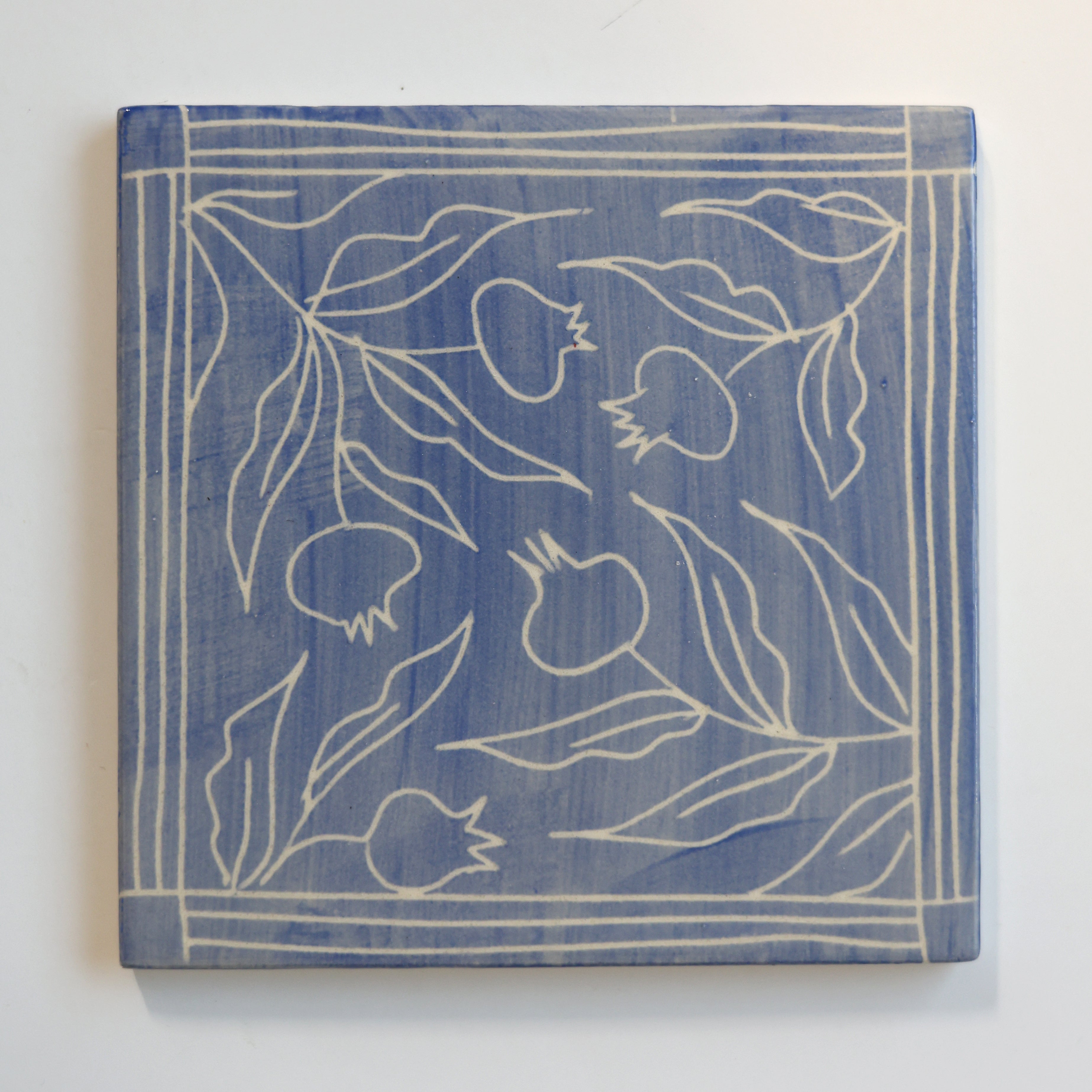 One-of-a-Kind Hand-Painted Ceramic Tiles - Blue