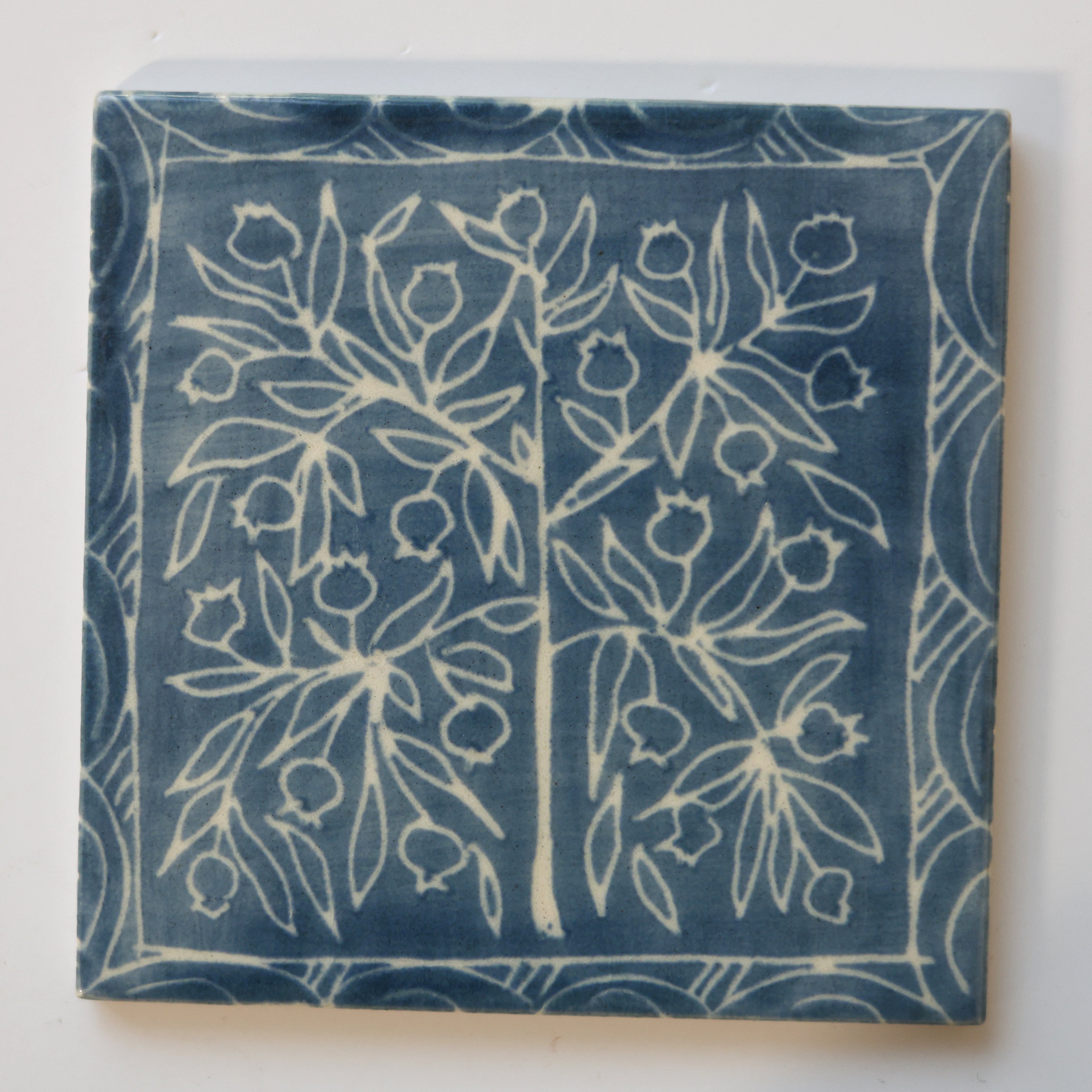 One-of-a-Kind Hand-Painted Ceramic Tiles - Blue