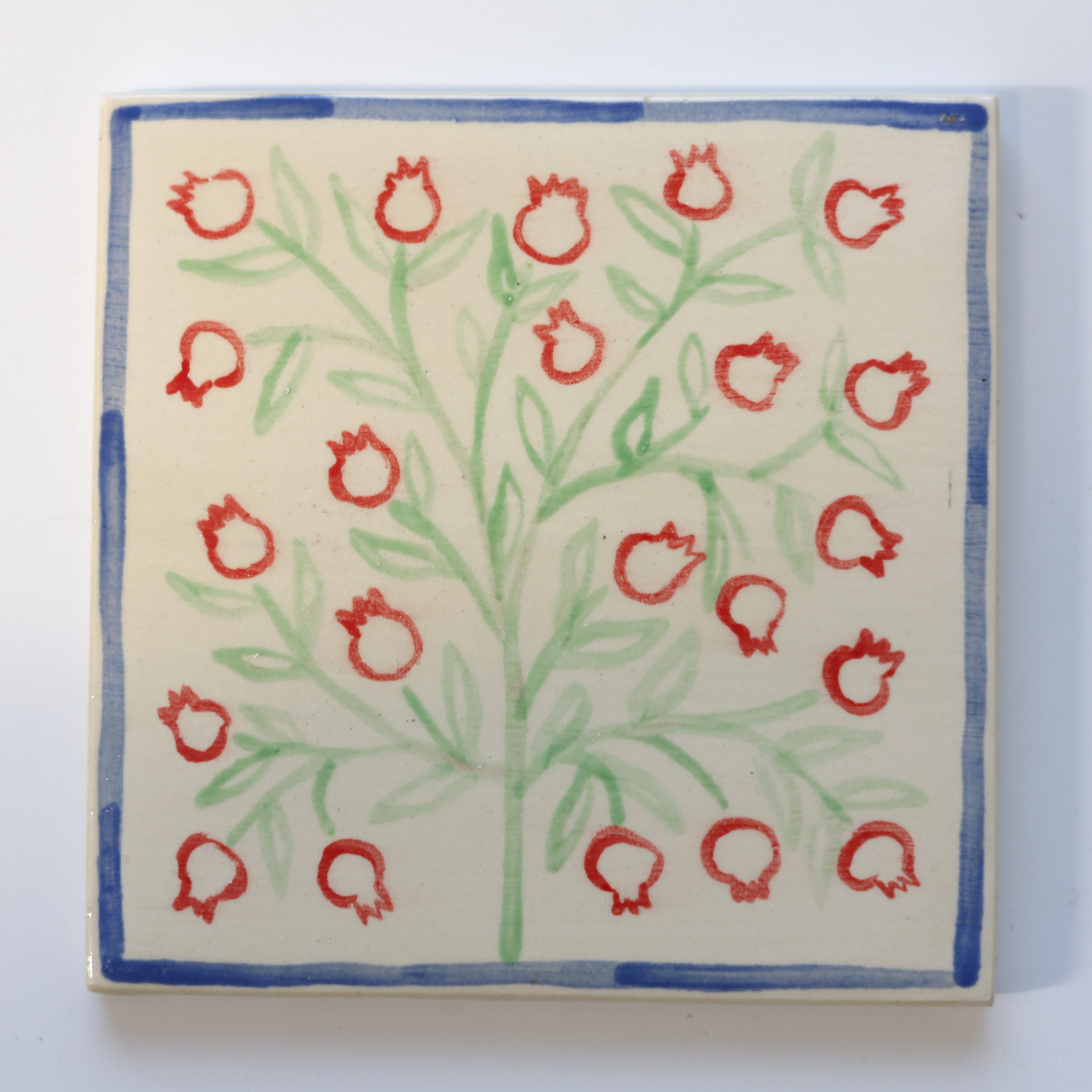 One-of-a-Kind Hand-Painted Ceramic Tiles - Red & Maroon