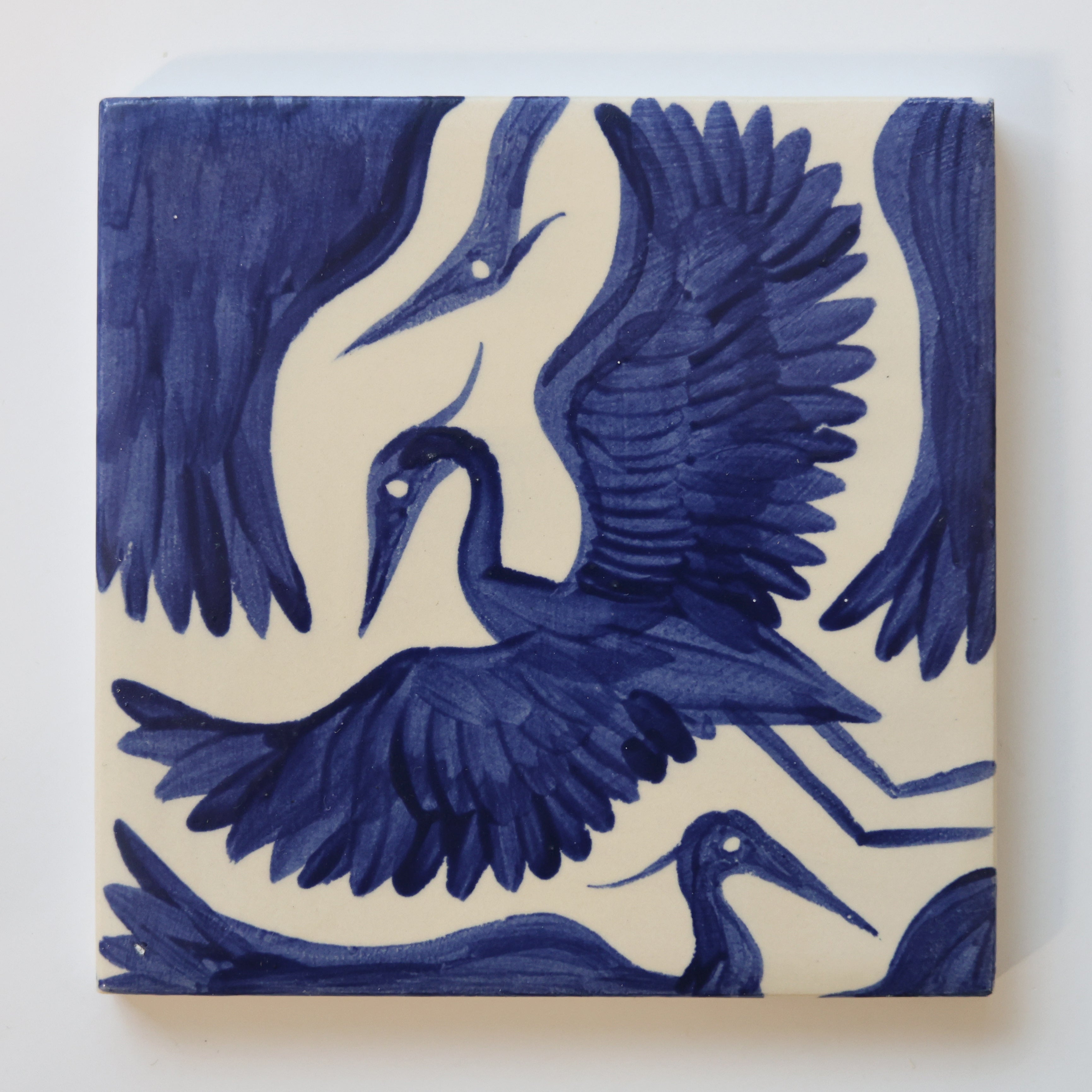 One-of-a-Kind Hand-Painted Ceramic Tiles - Blue