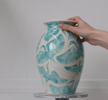 Load and play video in Gallery viewer, NEW: Herons Hand Painted Classic Vase - Icy Blue
