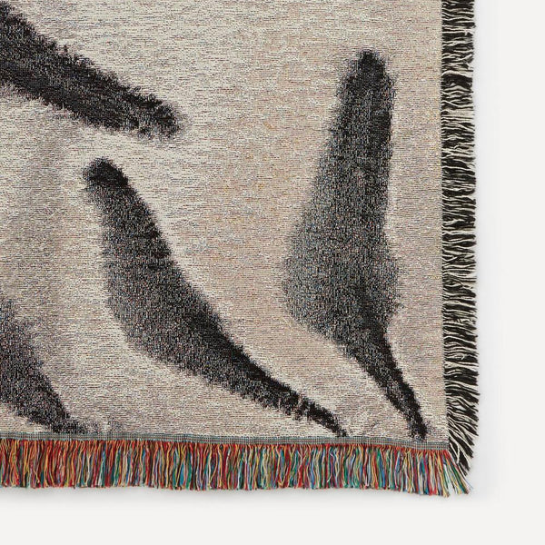 Amongst Recycled Cotton Woven Throw, Charcoal Grey Beige