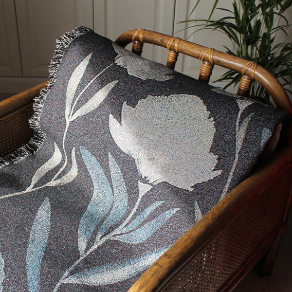 End of Line Sale: Bloom (Dark Mint) Recycled Cotton Woven Throw