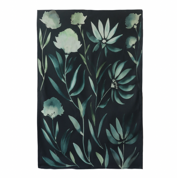 Bloom Organic Cotton Tea Towel - Dark Green Floral