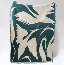 Load image into Gallery viewer, Heron Recycled Cotton Woven Throw - Teal