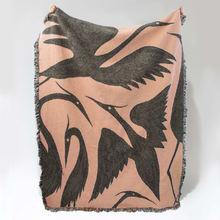 Load image into Gallery viewer, Herons Teal - Recycled Cotton Woven Throw