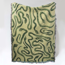 Load image into Gallery viewer, Snakes Recycled Cotton Woven Throw - Green