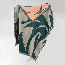 Load image into Gallery viewer, Herons Teal - Recycled Cotton Woven Throw