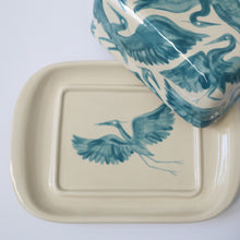 Load image into Gallery viewer, Herons Hand Painted Butter Dish - Teal
