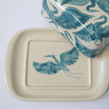 Load image into Gallery viewer, Herons Hand Painted Butter Dish - Teal