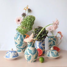 Load image into Gallery viewer, Herons Hand Painted Scalloped Vase - Teal