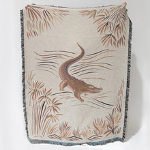 Load image into Gallery viewer, Croc Monsieur Recycled Cotton Woven Throw, Beige