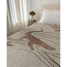 Load image into Gallery viewer, Croc Monsieur Recycled Cotton Woven Throw, Beige
