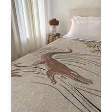 Load image into Gallery viewer, Croc Monsieur Recycled Cotton Woven Throw, Beige