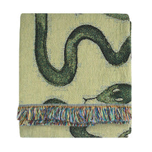 Load image into Gallery viewer, Snakes Recycled Cotton Woven Throw - Green