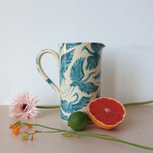 Load image into Gallery viewer, Large Hand Painted Herons Jug Pitcher Vase - Teal