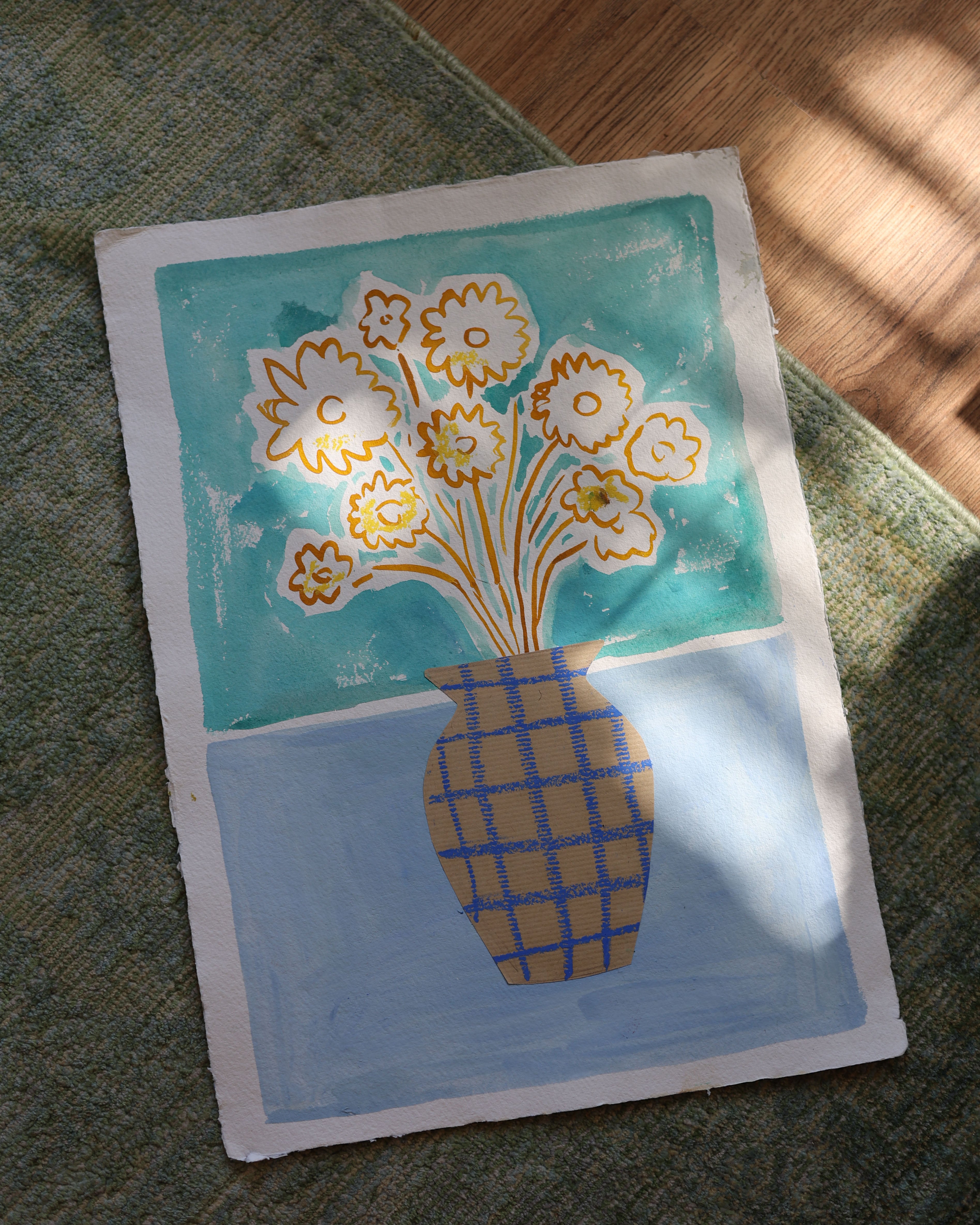 Blue Check Vase