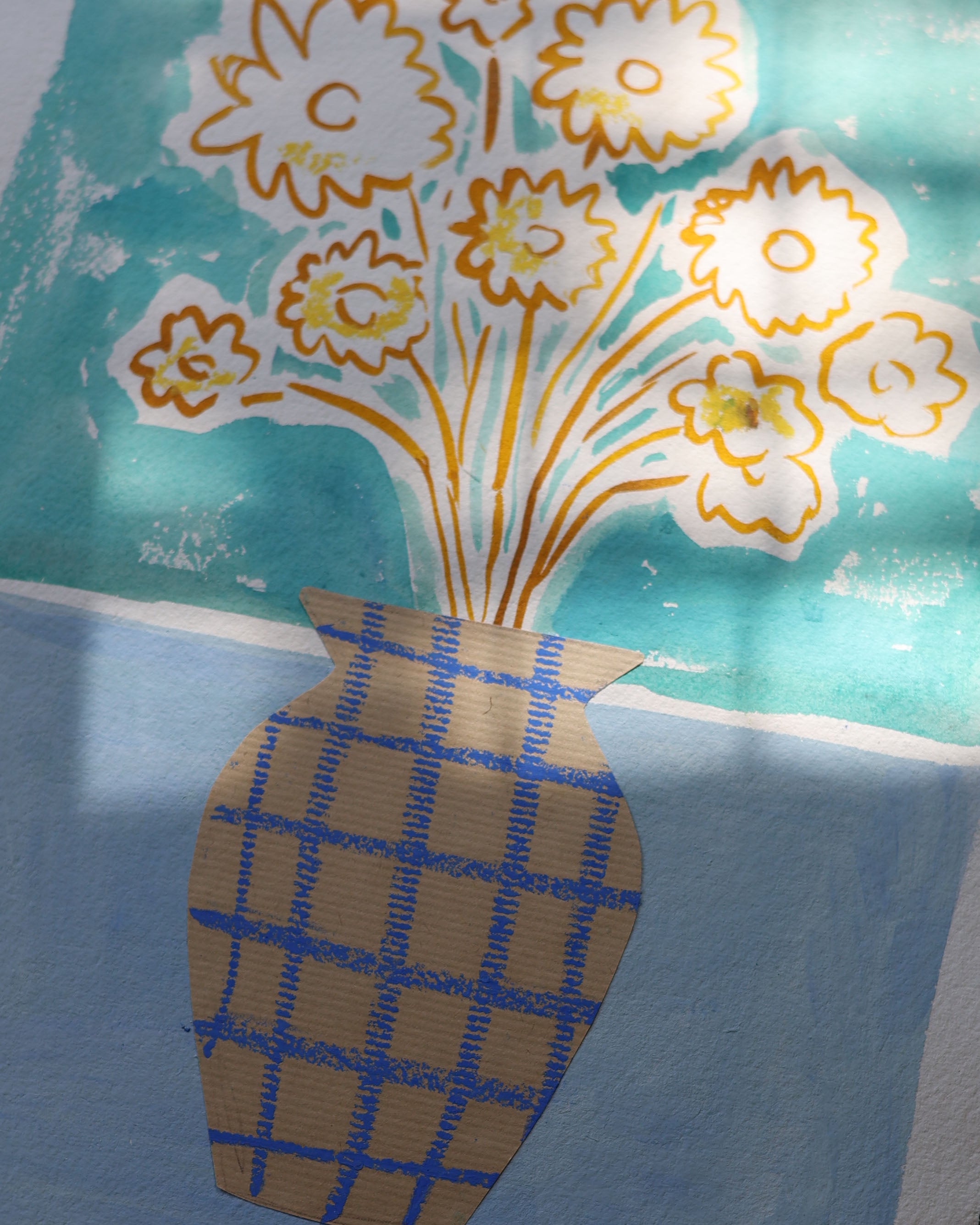 Blue Check Vase