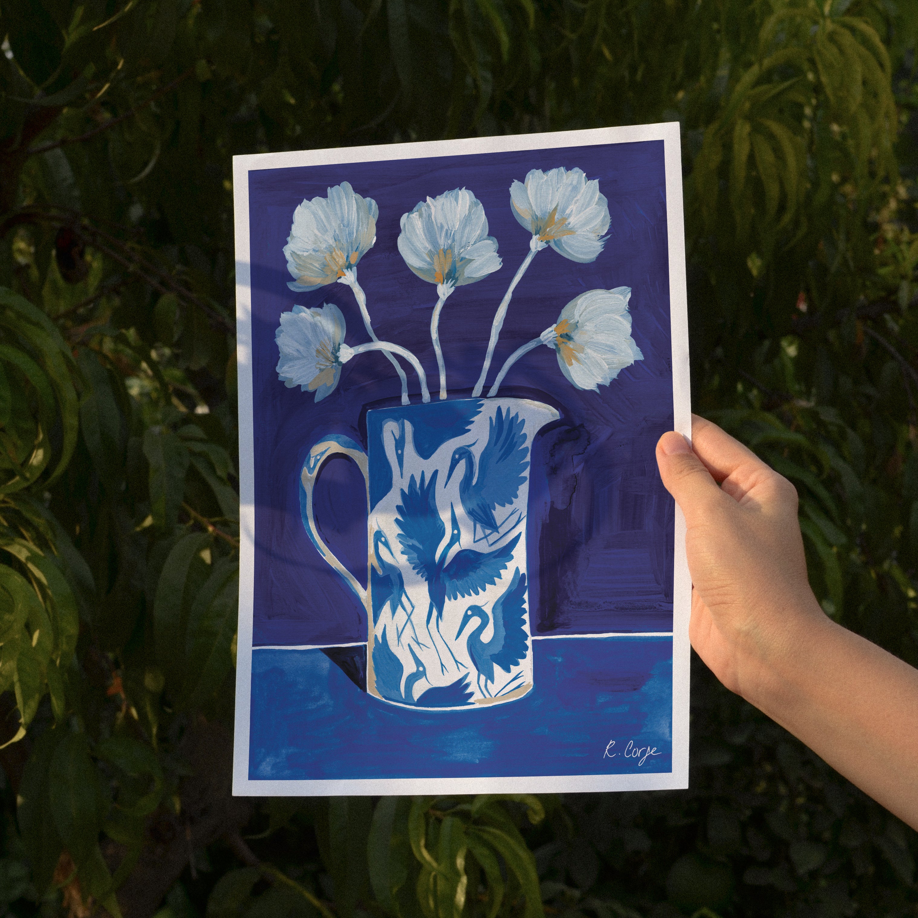 Blue Herons Jug Art Print