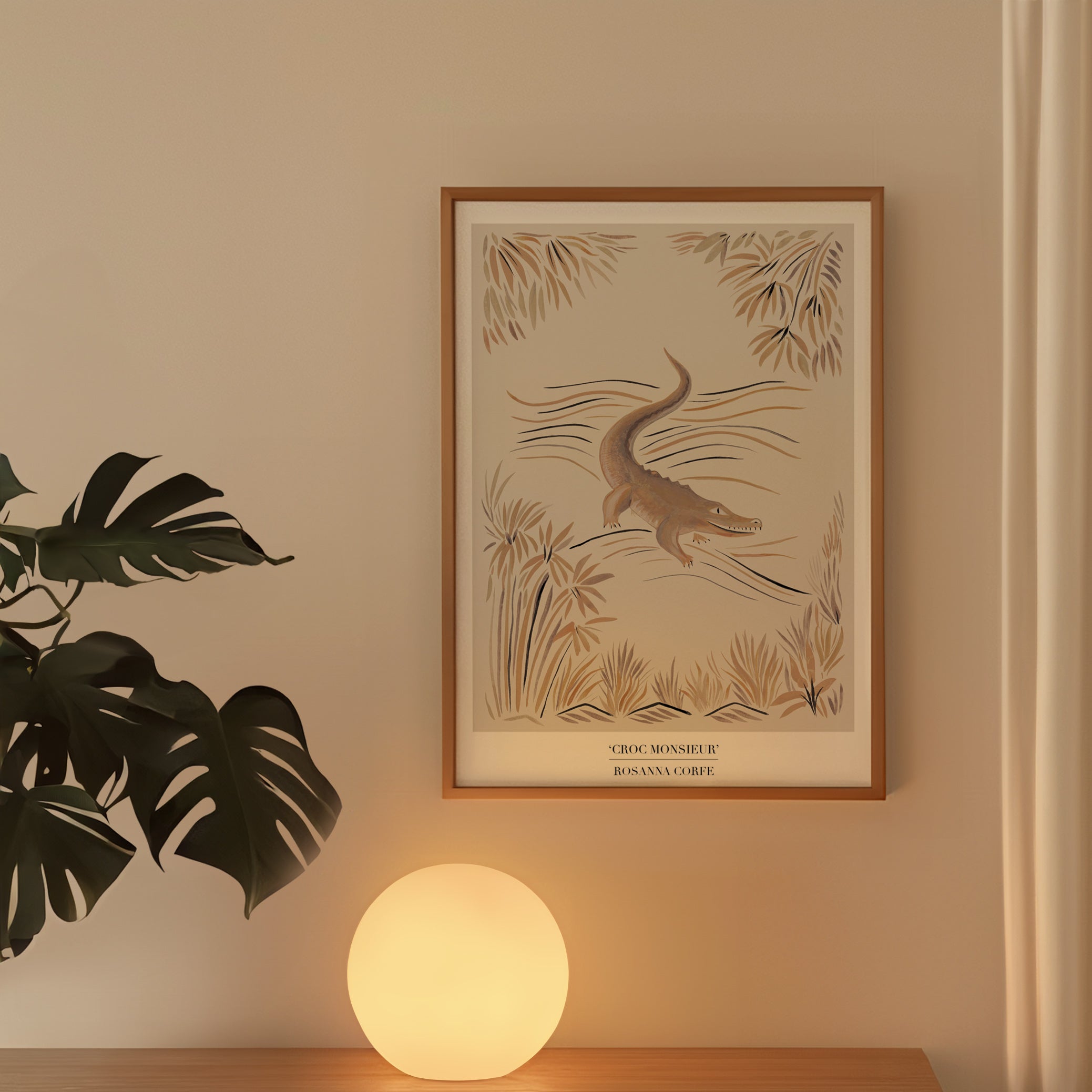Croc Monsieur Beige Crocodile Art Print