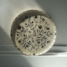 Load image into Gallery viewer, Hand Painted Black Tulips Stoneware Plate
