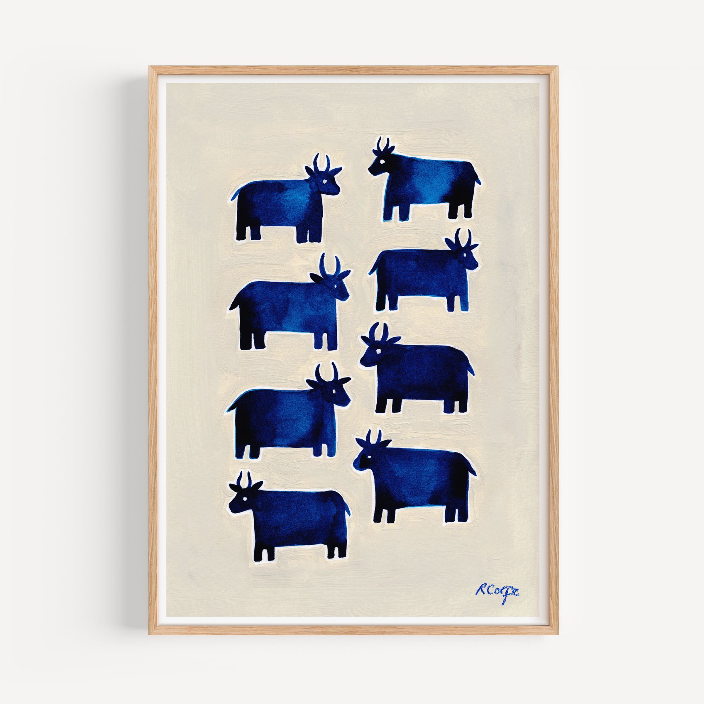 Blue Cows Art Print