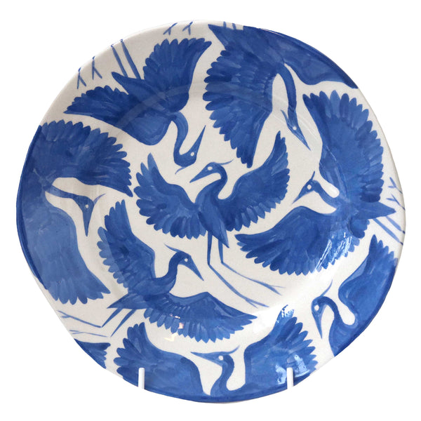 Herons Hand Painted Plate - Blue