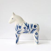 Load image into Gallery viewer, Hand Painted Ceramic Dala Horse - Blue Pomegranates
