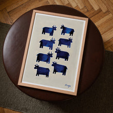 Load image into Gallery viewer, Blue Cows Art Print
