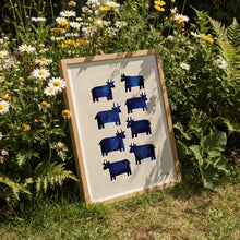 Load image into Gallery viewer, Blue Cows Art Print
