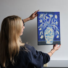 Load image into Gallery viewer, Blue Heron Vase - Original Canvas Painting
