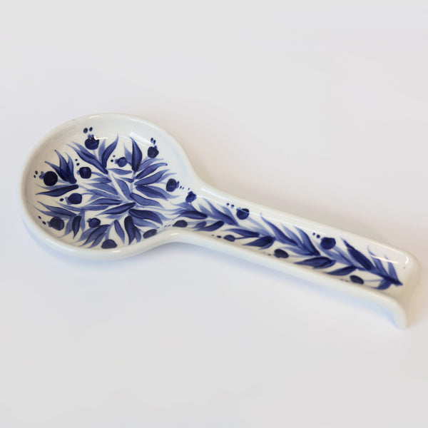 Hand Painted Pomegranate Spoon Rest - Deep Blue