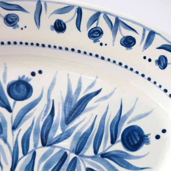 Hand Painted Pomegranate Platter - Blue