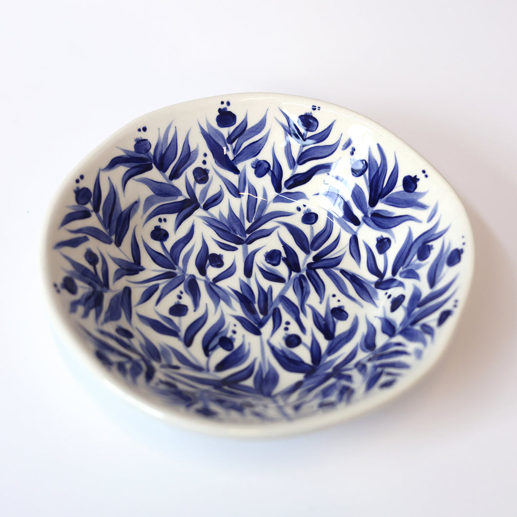 Hand Painted Pomegranates Bowl - Deep Blue
