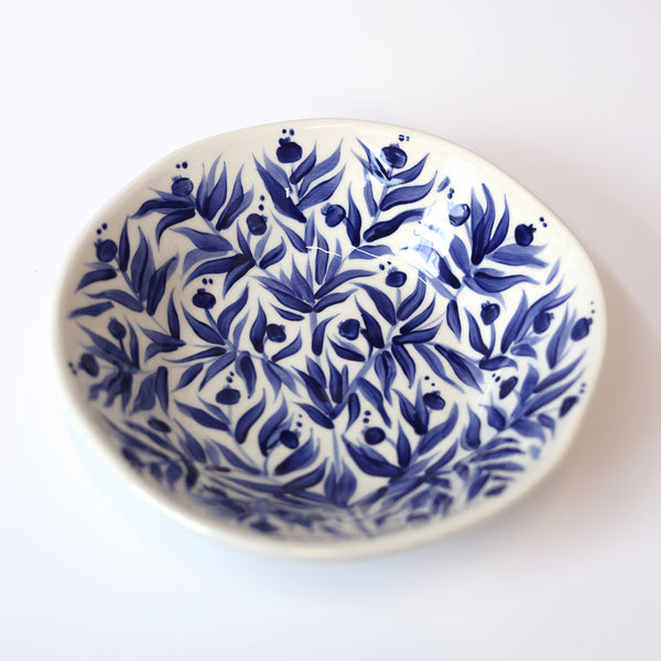 Hand Painted Pomegranates Bowl - Deep Blue