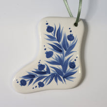 Load image into Gallery viewer, Hand Painted Ceramic Christmas Stocking Ornament - Green
