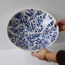 Load image into Gallery viewer, Hand Painted Pomegranate Large Serving Bowl - Deep Blue
