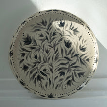 Load image into Gallery viewer, Hand Painted Black Tulips Stoneware Plate
