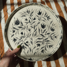 Load image into Gallery viewer, Hand Painted Black Tulips Stoneware Plate
