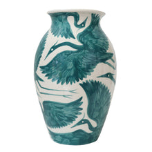 Load image into Gallery viewer, NEW: Large Hand Painted Herons Classic Vase - Forest Green
