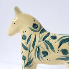 Load image into Gallery viewer, Hand Painted Ceramic Dala Horse - Green Pomegranates
