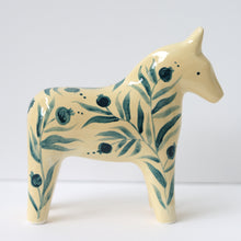Load image into Gallery viewer, Hand Painted Ceramic Dala Horse - Green Pomegranates

