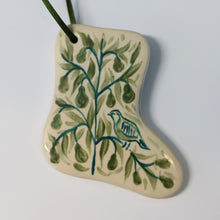 Load image into Gallery viewer, Hand Painted Ceramic Christmas Stocking Ornament - Green
