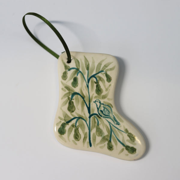 Hand Painted Ceramic Christmas Stocking Ornament
