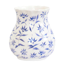 Load image into Gallery viewer, &#39;Sunburst&#39; Floral Short Scallop Vase Blue
