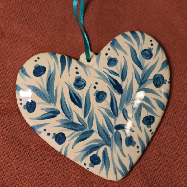 Hand Painted Ceramic Heart Ornament