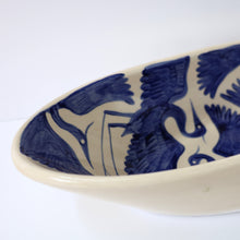 Load image into Gallery viewer, Seconds Sale - Herons Hand Painted  Oval Bowl – Deep Blue
