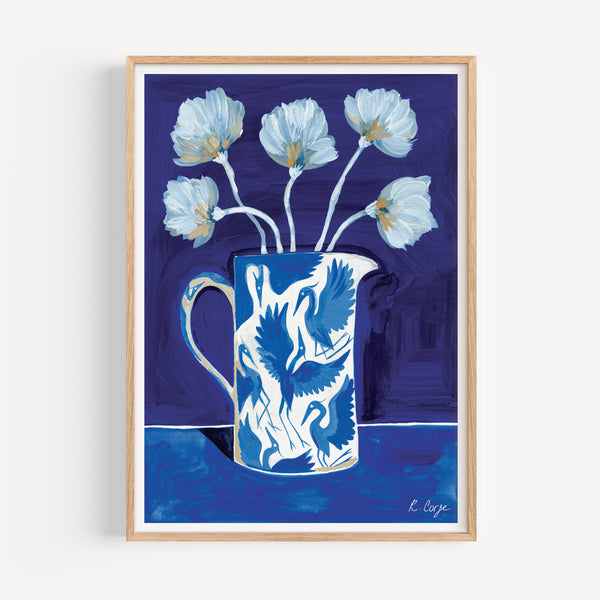 A2 - 'Blue Herons on Jug' 01 Print
